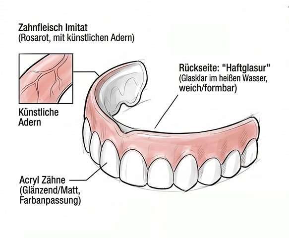 Schema della struttura di una faccetta dentale rimovibile